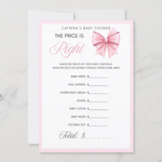 Pink Bow Coquette Baby Shower - Editable Name, 5x7 Invitation