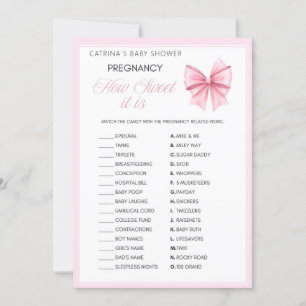 Pink Bow Coquette Baby Shower - Editable Name, 5x7 Invitation
