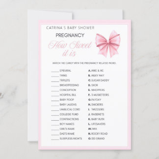 Pink Bow Coquette Baby Shower - Editable Name, 5x7 Invitation