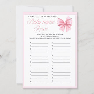 Pink Bow Coquette Baby Shower - Editable Name, 5x7 Invitation