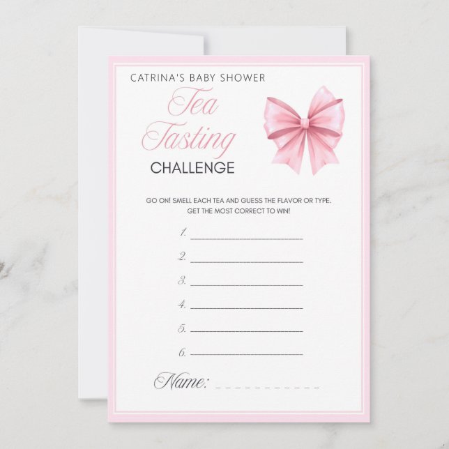 Pink Bow Coquette Baby Shower - Editable Name, 5x7 Invitation (Front)