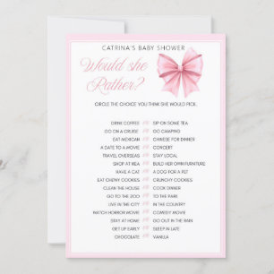 Pink Bow Coquette Baby Shower - Editable Name, 5x7 Invitation