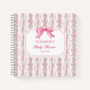 Pink Bow Coquette Baby Shower Guestbook Notebook