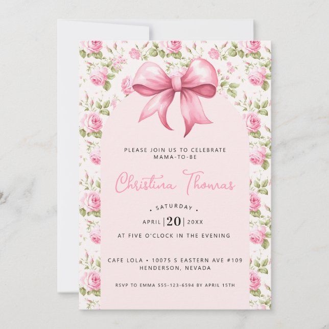 Pink Bow Coquette Baby Shower Invitation (Front)