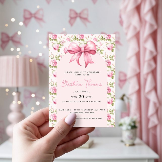 Pink Bow Coquette Baby Shower Invitation (Creator Uploaded)