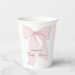 Pink Bow Coquette Baby Shower Paper Cups