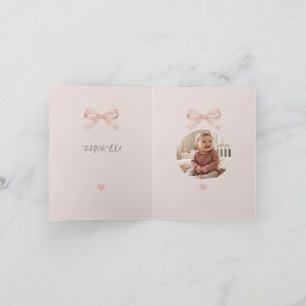 Pink Bow Coquette Baby Shower Photo  Thank You Card