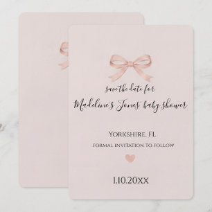 Pink Bow Coquette Baby Shower Save the Date