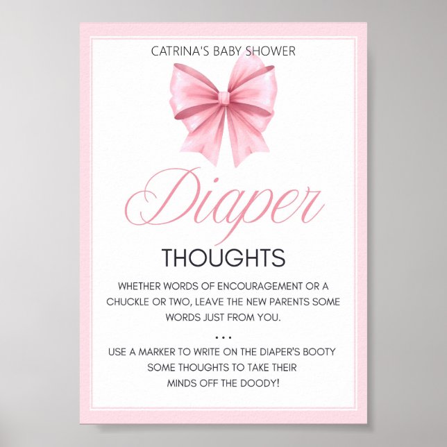 Pink Bow Coquette Baby Shower Sign (Front)