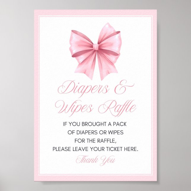 Pink Bow Coquette Baby Shower Sign (Front)