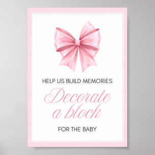 Pink Bow Coquette Baby Shower Sign