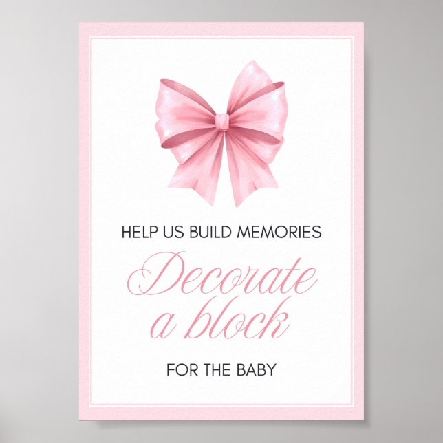 Pink Bow Coquette Baby Shower Sign (Front)