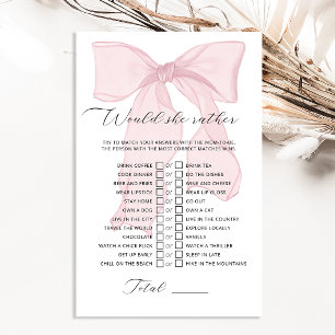 Pink Bow Coquette Baby Shower Would She Rather