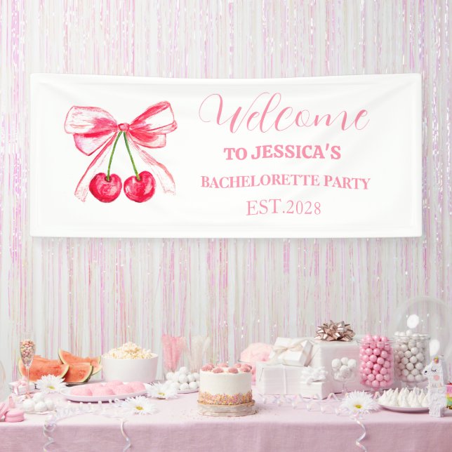 Pink Bow Coquette Bachelorette Party Banner (Party)