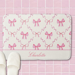 Pink Bow Coquette Bath Mat