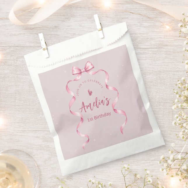 Pink Bow Coquette Birthday  Favour Bags (Clipped)