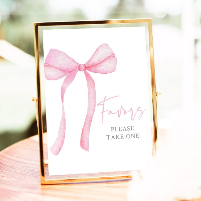 Pink Bow Coquette Birthday Favours Sign (Creator Uploaded)