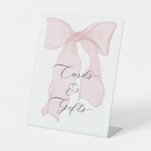 Pink Bow Coquette Birthday Party Cards and Gifts Pedestal Sign