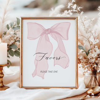 Pink Bow Coquette Birthday Party Favours Poster