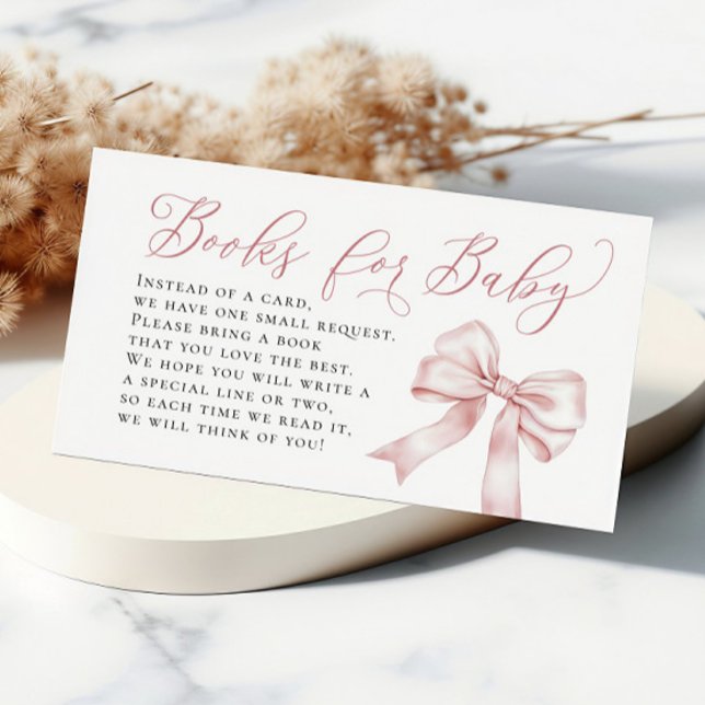 Pink Bow Coquette Books for Baby Book Request Enclosure Card (Pink Bow Coquette Books for Baby Book Request Enclosure Card)