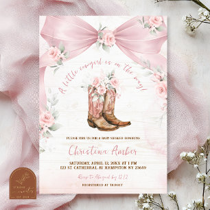 Pink Bow Coquette Boots and Bows Baby Shower Invitation