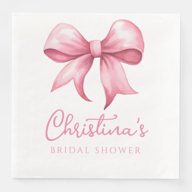 Pink Bow Coquette Bridal Shower Napkin (Front)