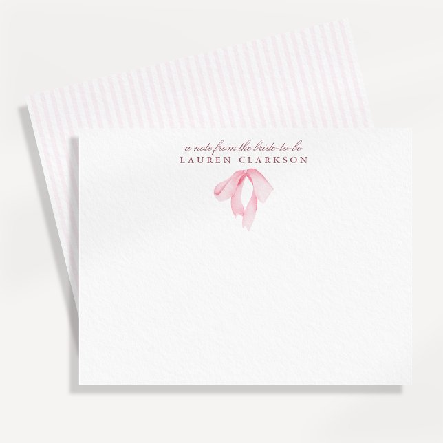 Pink Bow Coquette Bride Note Card (Creator Uploaded)