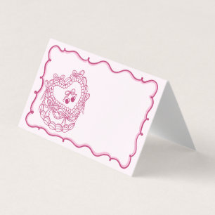 Pink Bow Coquette Cake Bachelorette Place Card