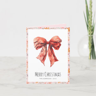 Pink Bow Coquette Christmas Photo Holiday Card