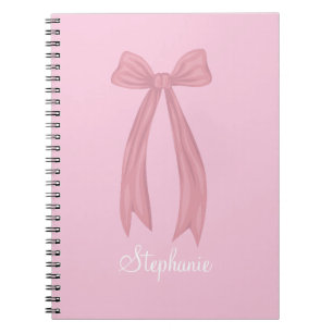 Pink Bow Coquette Custom Name Cute Girls Preppy Notebook