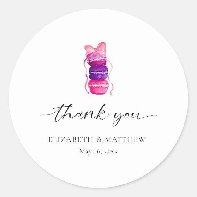 Pink Bow Coquette Elegant Macaron Wedding Classic Round Sticker (Front)