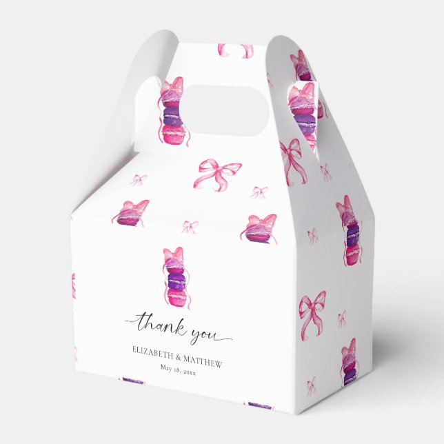 Pink Bow Coquette Elegant Macaron Wedding Favour Box (Front Side)