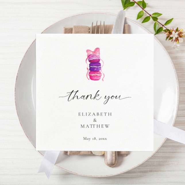 Pink Bow Coquette Elegant Macaron Wedding Napkin (Creator Uploaded)
