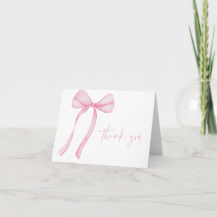 Pink Bow Coquette First Birthday Thank You Card