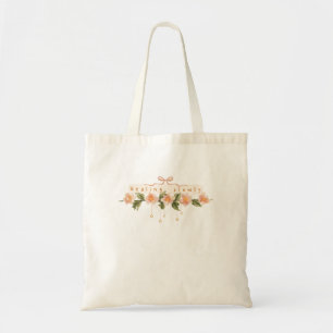 Pink bow coquette floral motivational tote bag
