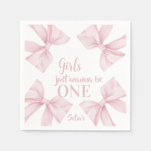 Pink Bow Coquette Girl 1st Birthday 