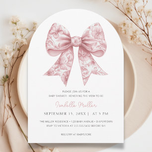 Pink Bow Coquette Girl Baby Shower Arch Invitation