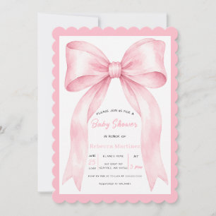 Pink Bow Coquette Girl Baby Shower Invitation