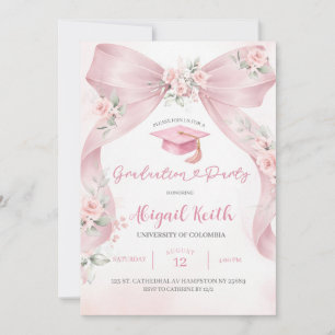 Pink Bow Coquette Girl Graduation Party with photo Invitation