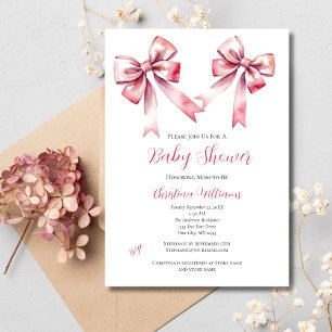Pink Bow Coquette Girly Baby Shower Invitation