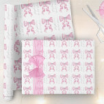 Pink Bow Coquette Glam Bridal Shower Wrapping Paper<br><div class="desc">These bridal shower stickers feature a chic glam silky bow design with faux rhinestones and modern script typography. Personalise the text with the bride's name.  Matching bridal shower party supplies also available.</div>