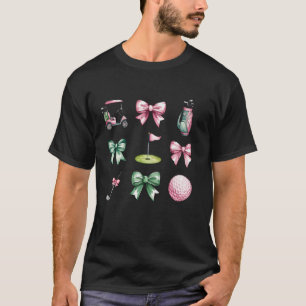 Pink Bow Coquette Golf Mum Cute Golf Player Girl G T-Shirt