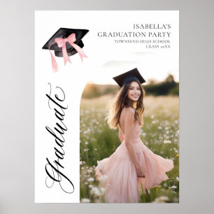 Pink Bow Coquette Graduation Cap Graduate Welcome Poster