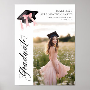 Pink Bow Coquette Graduation Cap Graduate Welcome Poster