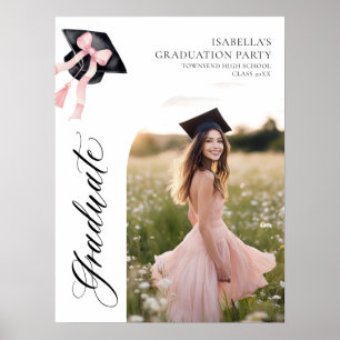 Pink Bow Coquette Graduation Cap Graduate Welcome Poster