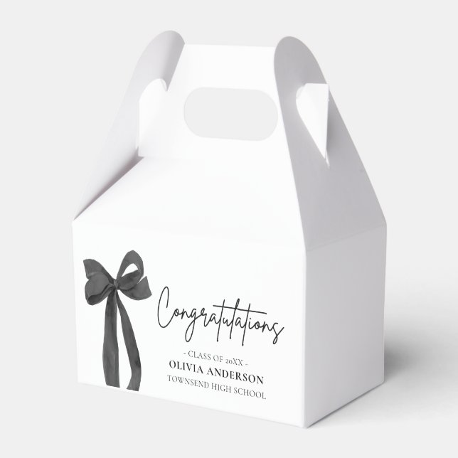 Pink Bow Coquette Graduation Congratulation Favour Box (Front Side)