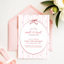 Pink Bow Coquette Little Sweetheart 1st Birthday