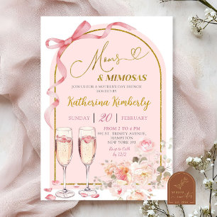 Pink Bow Coquette Mother's Day Brunch Invitation