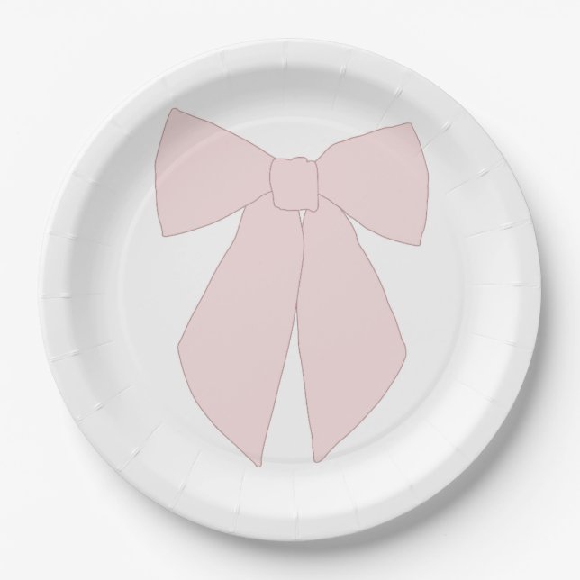Pink Bow Coquette Paper Plate (Front)