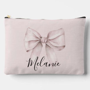 Pink bow coquette Personalised Name bridesmaid Accessory Pouch